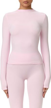 Naked Wardrobe Mock Neck Top in Cotton Candy at Nordstrom, Size Large
