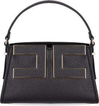 Elisabetta Franchi BORSA A MANO NERA CON MAXI LOGO ELISABETTA FRANCHI