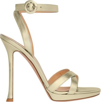 Gianvito Rossi Gold Leather Strappy Heeled Sandals Size 38