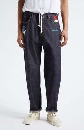 Undercover Embroidered Graphic Straight Leg Jeans in Indigo at Nordstrom, Size 4