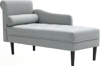 HOMCOM Homcom - Divanetto Chaise Longue Con Rivestimento Effetto Velluto Grigio