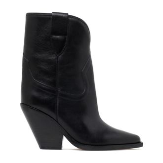 Isabel Marant Schoenen, Dames, Zwart, 40 EU, Leer, Zwarte Leren Middelhak Laarzen