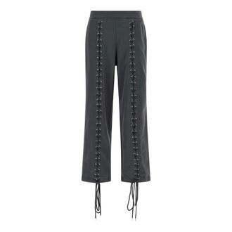 Rotate ROTATE Birger Christensen, Straight Trousers, female, Gray, XS, Lacing Trousers