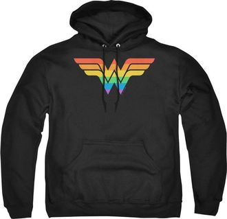 Gildan Justice League Wonder Woman Rainbow Adult Pull Over Hoodie / Hooded Sweatshirt