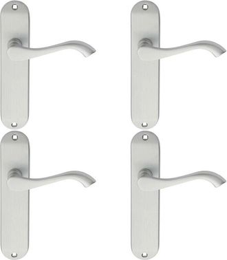 Loops 4x PAIR Curved Handle on Chamfered Latch Backplate 180 x 40mm Satin Chrome