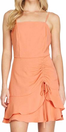 She + Sky Brielle Ruched Mini Dress In Orange