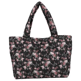 Generic Women Floral Puffy Padded Tote Shoulder Bag Large Capacity Daily Use(Black Rose) (style1)