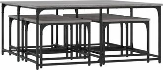 vidaXL Vidaxl - Mesas de centro apilables 5 pzas madera ingeniería gris Sonoma