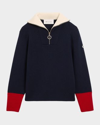 Ami Men & apos;s Colorblocked Half-Zip Sweater