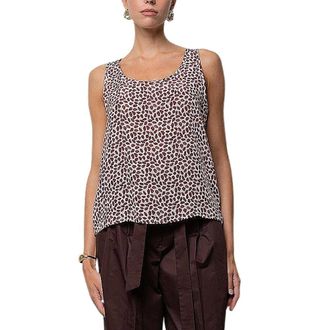 Kaos Sleeveless Tops, female, Brown, Size: XS Printed Crepe de Chine Top