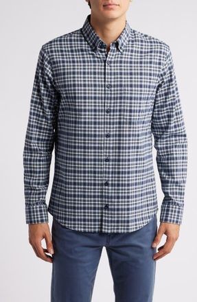 Brax Daniel Plaid Flannel Button-Down Shirt in Dark Navy at Nordstrom, Size Xx-Large