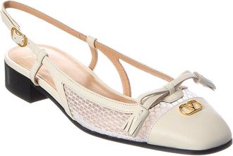 Valentino Vlogo Signature Leather Ballerina Flat