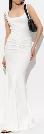 Versace Jeans Couture Long Dress With Decorative Buckles On The Straps, Womens, White