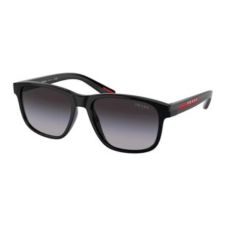 Prada Sunglasses, male, Black, Size: 56 MM Futuristic Casual Sunglasses Linea Rossa