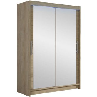 Mirjan24 Mobilier1 - Armario Closico 129, Roble Sonoma, 200x120x58cm, Puertas de armario: Correderas, Número de estantes: 0, led
