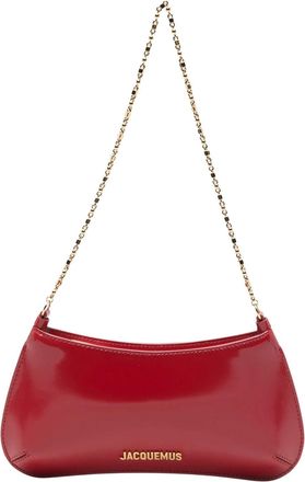 Jacquemus Red Leather Le Petit Bisou Chain Shoulder Bag
