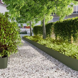 Berkfield Home Lawn Edgings 20 pcs Olive Green 25x103 cm Cold-rolled Steel