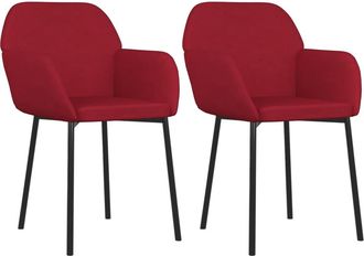 vidaXL Sillas De Comedor 2 Unidades Terciopelo Rojo Tinto Vidaxl