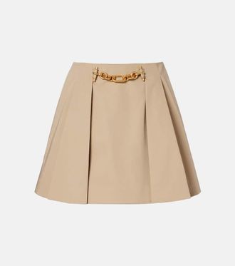 Balmain Pleated cotton gabardine miniskirt