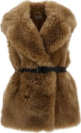P.A.R.O.S.H. Faux Fur Double-Breasted Long Vest