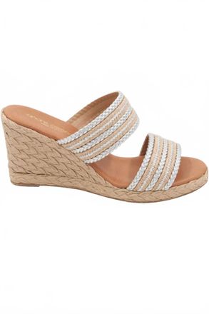 Andr&eacute; Assous Womens Nolita Metallic Raffia Wedges In Natural/silver