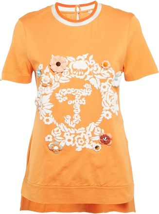 Fendi T-shirt met geborduurde bloemen - Oranje