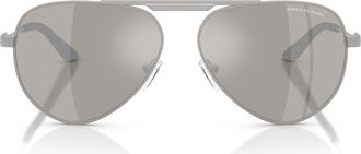 A|X Armani Exchange 58mm Aviator Sunglasses in Silver /Grey Mirror Silver at Nordstrom