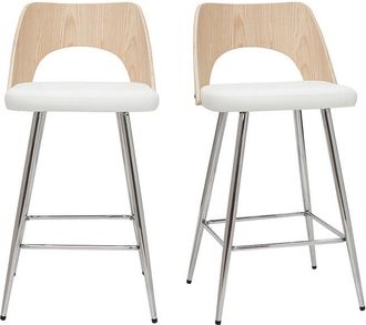 Miliboo Miliboo - Set De 2 Taburetes De Cocina De Dise&ntilde;o Madera Y Blanco 66,5 Cm Falcom