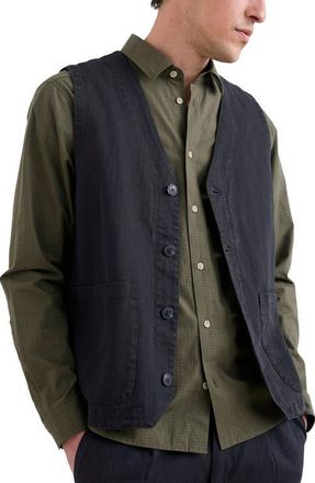 Seasalt Cornwall Tollgate Linen & Organic Cotton Waistcoat in Inkwell at Nordstrom, Size Large