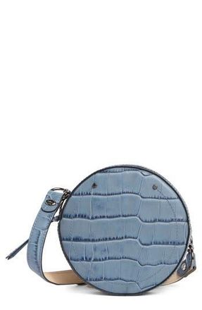 Longchamp Croc Embossed Circle Belt Bag in Cloud Blue at Nordstrom Rack