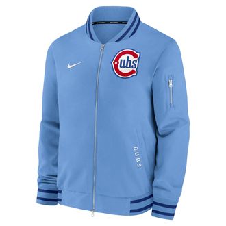 Nike Chicago Cubs Authentic Collection Dugout Nike Mens MLB Full-Zip Bomber Jacket in Blue | 02F30IC3EJ-902