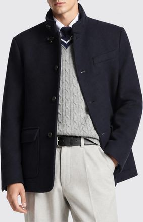 Fay Single-Breasted Short Wool Coat with High Neck and Iconic Toggle Fastening