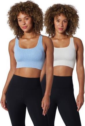 Yogalicious Assorted 2-Pack Veyra Rib Seamless Sports Bras in Della Robbia Blue/White Dove at Nordstrom Rack, Size X-Large