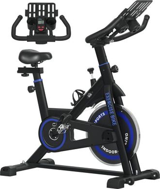 HOMCOM Homcom - Bicicleta Est&aacute;tica Con Resistencia Regulable Bici Est&aacute;tica Con Volante De Inercia 8 Kg Pantalla Lcd Manillar Y Asiento Ajustable Azul