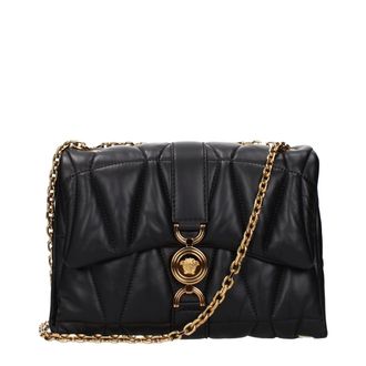 Versace Black Leather Shoulder Womens Bag