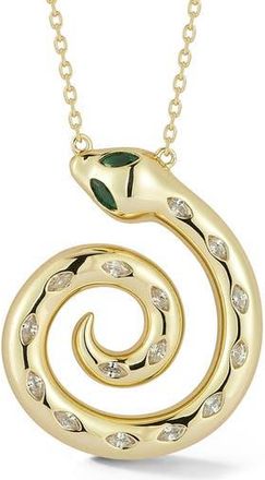 Glaze Jewelry Cubic Zirconia Swirl Snake Pendant Necklace in Gold at Nordstrom Rack