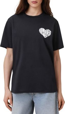AllSaints Poster Boyfriend Cotton Graphic T-Shirt in Black at Nordstrom, Size X-Small