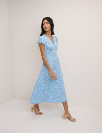 Nobody's Child Blue Ditsy Floral Kacey Midi Dress