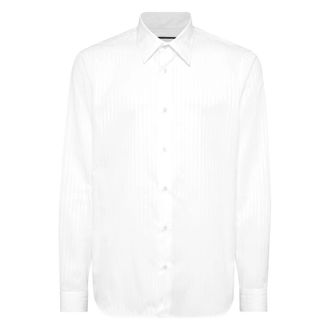 Philipp Plein Shirt Sugar Daddy Cut - Heren - Zakelijke Overhemden - Wit - 3XL - Katoen - Overhemden