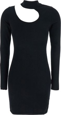Federica Tosi Black Dress With High Neck And Cut-out Detail In Fabric Woman