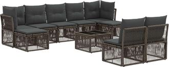 vidaXL Conjunto De Sof&aacute;s De Jard&iacute;n 10 Uds. Gris Rat&aacute;n Sint&eacute;tico Vidaxl
