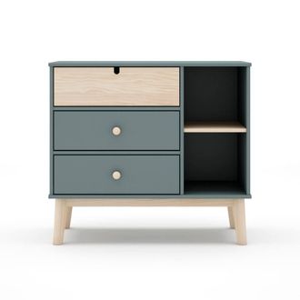 Calicosy Chest Of Drawers With 3 Drawers & 2 Shelves, 90 Cm Wide - Estefania in Green