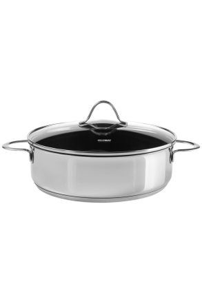 Kelomat Schmorpfanne mit Deckel, Silberfarben, Glas, 2,5 l, backofengeeignet, rostfrei, optimale W&auml;rmeverteilung,backofengeeignet, Kochgeschirr, T&ouml;pfe, Kocht&ouml;