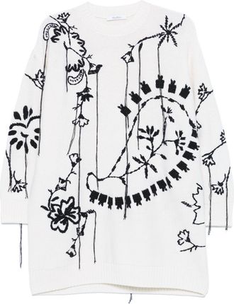 Max Mara Floral-Embroidered Dress - Womens - Cashmere/Wool