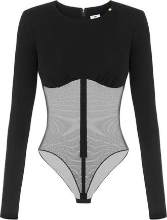 Elisabetta Franchi Body de Crep&eacute; y Malla - Tops - Mujer - Negro - M