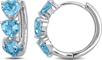 Mimi & Max 2 7/8 ct TGW Heart Shape Sky Blue Topaz Huggie Hoop Earrings in Sterling Silver