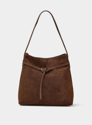 Simons Womens Accent belt suede hobo bag Exclusive collection from Italy