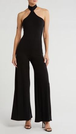 Go Couture Halter Neck Jumpsuit in Black at Nordstrom Rack, Size X-Large