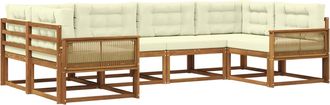 vidaXL Conjunto De Sof&aacute;s De Exterior 6 Uds. Natural Y Crema Vidaxl
