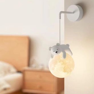 OEM Aplique De Pared De Alambre Para Habitaci&oacute;n Infantil, Impreso En 3d, Bola Lunar, L&aacute;mpara De Pared Para Dormitorio, Lindos Animales De Dibujos Animados